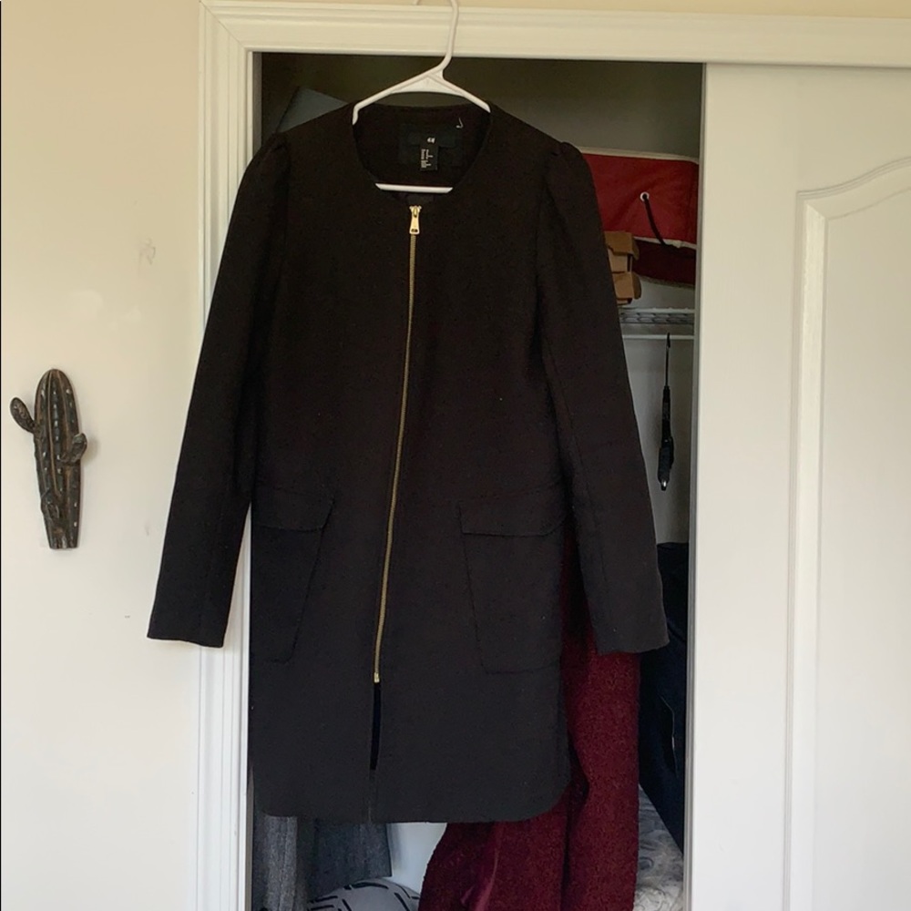 H&M, black, collarless jacket